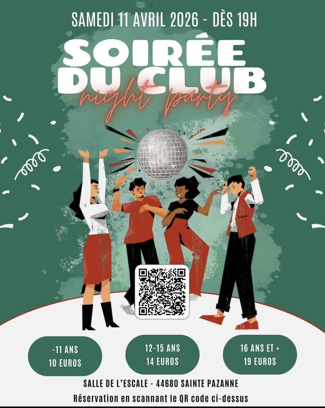 EVENEMENT  ️🟢 Samedi 11 avril : Les inscriptions pour la soirée annuelle ont débutées ! ️🟢
